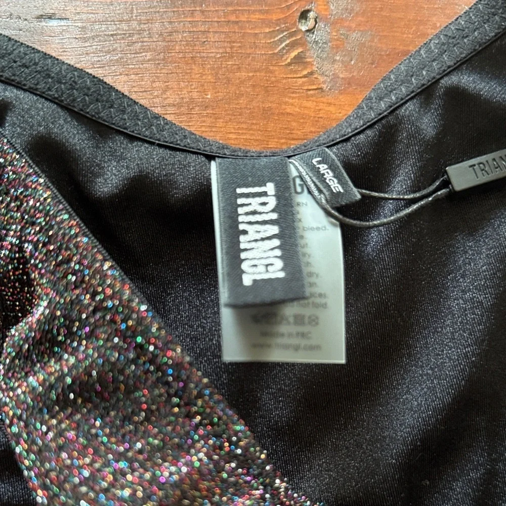 Triangl Swimwear Sparkly Black Bottoms Size Large